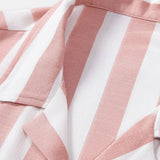 Striped Cuban Collar Shirt & Straight Leg Linen Pants Set