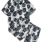 Palm Tree Print Shirt & Swim Shorts Set
