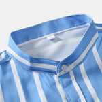 Striped Button Up Stand Collar Shirt