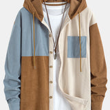 Relax Fit Colorblock Corduroy Hooded Shirt