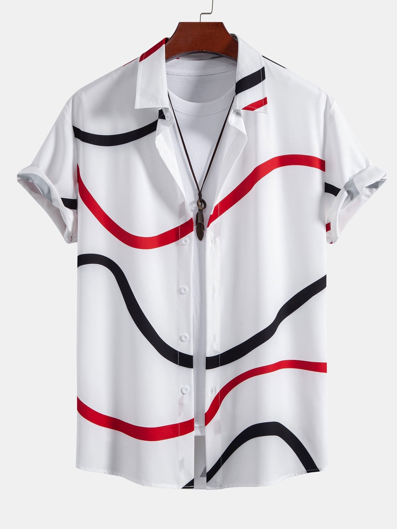 Line Print Button Up Shirt