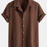 Houndstooth Jacquard Cuban Shirt & Straight Leg Linen Pants Set