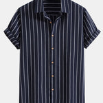 Cotton Blend Striped Shirt & Linen Cotton Blend 11" Shorts Set
