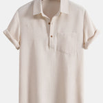 Waffle Polo Collar Shirt with Pocket & Waffle Shorts Set