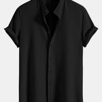 Muscle Fit Ribbed Stand Collar Shirt
