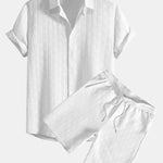 Stripe Jacquard Shirt & Shorts Set
