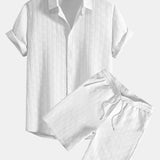 Stripe Jacquard Shirt & Shorts Set