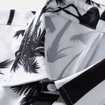 Palm Tree Flamingo Stripe Patchwork Print Button Up Shirt