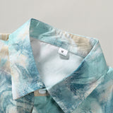 Marble Texture Print Button Up Shirt