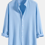 Long Sleeve Muscle Fit Ribbed Stand Collar Shirt & Ribbed Pants Set
