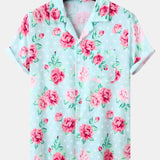 Floral Polka Dot Print Revere Collar Shirt