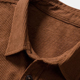 Short Sleeve Patch Pockets Corduroy Shirt