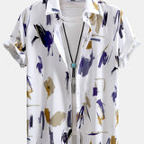 Brushstroke Print Shirt & Swim Shorts Set