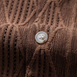 Geometric Jacquard Eyelet Cuban Shirt & Linen Blend Drawstring 7" Shorts Set