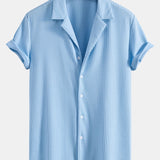 Muscle Fit Ribbed Deep Cuban Shirt