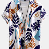 Colorful Leaf Print Button Up Shirt