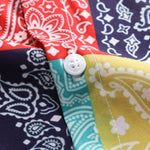 Color Block Paisley Print Button Up Shirt