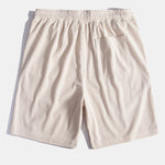 Short Sleeve Corduroy Patchwork Shirt & Corduroy Drawstring Shorts Set