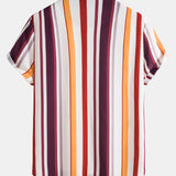 Colorful Stripe Print Button Up Shirt