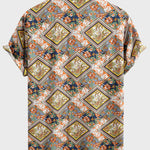 Floral Border Print Button Up Shirt
