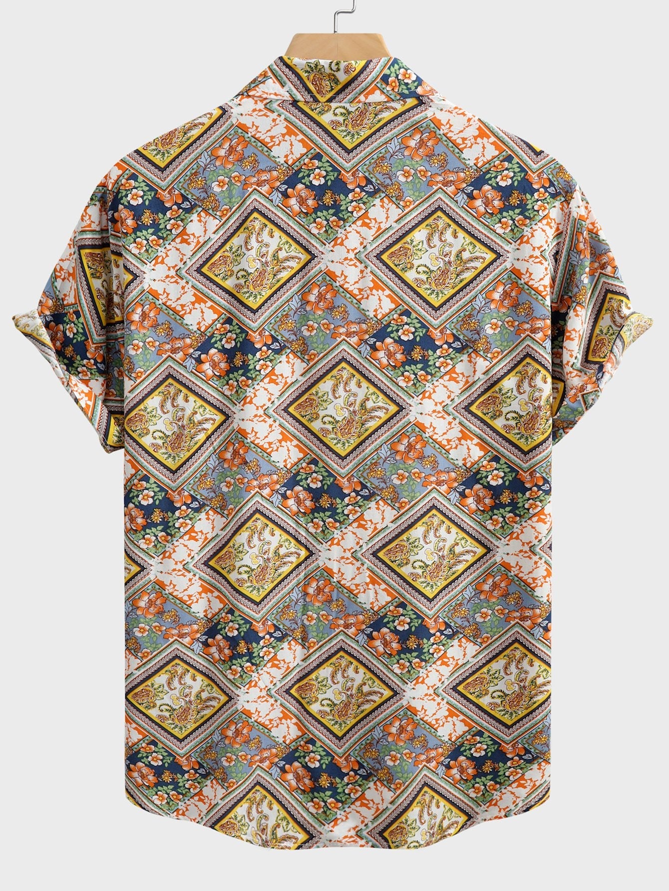 Floral Border Print Button Up Shirt