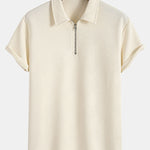 Stripe Jacquard Zip Up Polo & Shorts Set