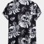 Skull Tropical Print Button Up Shirt