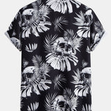 Skull Tropical Print Button Up Shirt