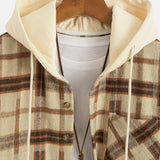 Relax Fit Heavy Weight Flannel Plaid Hooded Shirt