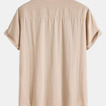 Linen Cotton Blend Stand Collar Shirt