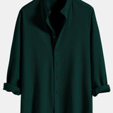 Long Sleeve Muscle Fit Ribbed Stand Collar Shirt & Ribbed Pants Set