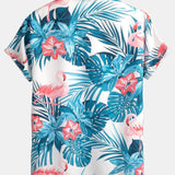 Flamingo Tropical Print Shirt & Short Length Swim Shorts Set