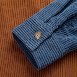 Relax Fit Two Tone Corduroy Hooded Shirt