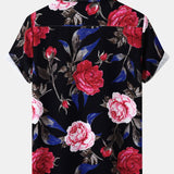 Red Rose Print Revere Shirt