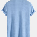 Muscle Fit Waffle Texture Stand Collar Shirt