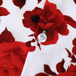 Red Floral Print Revere Collar Shirt