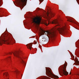 Red Floral Print Revere Collar Shirt