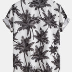 Palm Tree Print Shirt & Straight Leg Linen Pants Set