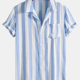 Striped Cuban Collar Shirt & Swim Shorts Set