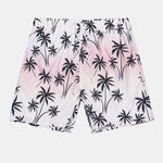 Palm Trees Print Linen Cotton Shirt & Swim Shorts Set
