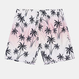 Palm Trees Print Linen Cotton Shirt & Swim Shorts Set