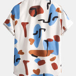 Color Block Print Button Up Shirt