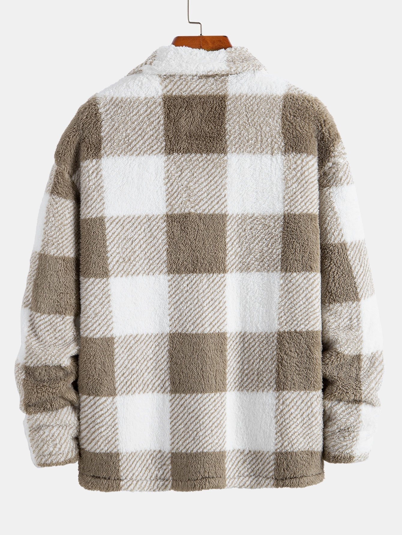 Plaid Teddy Fleece Button Up Overshirt