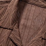 Geometric Jacquard Eyelet Cuban Shirt & Linen Drawstring Shorts Set