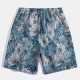 Painted Floral Jacquard Cuban Shirt & Shorts Set