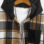 Relax Fit Corduroy Plaid Hooded Shirt