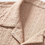 Geometric Jacquard Textured Cuban Shirt & Straight Leg Linen Pants Set