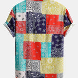 Color Block Paisley Print Shirt & Swim Shorts Set