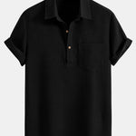 Waffle Polo Collar Shirt with Pocket & Waffle Shorts Set