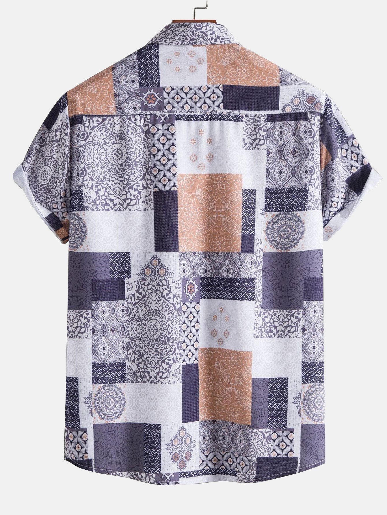 Tile Patchwork Print Button Up Shirt